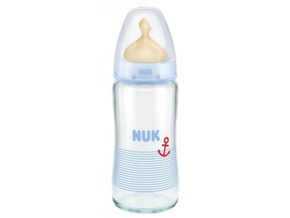 Nuk First Choice Plus 240 ml sklenená fľaša + cumlík (0-6 m)