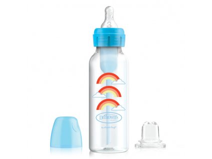 Dojčenská antikoliková fľaša Options+ 250ml 2v1 modrá s náustkom 