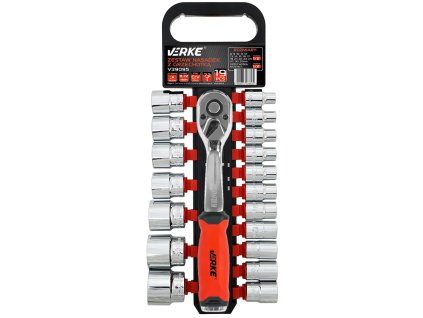Súprava nástrčných kľúčov s račnou 72T, 1/2", 19 ks, VERKE