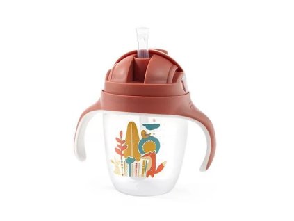 12658 baby ono nerozlievaci pohar so slamkou 240 ml oranzovy