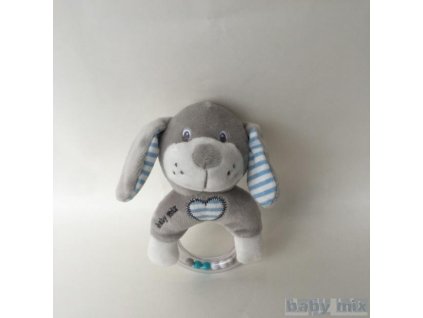 222026 detska plysova hrkalka baby mix psik modry