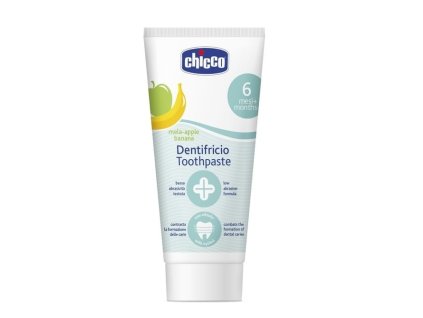 226694 chicco zubna pasta bez fluoru s prichutou jablko banan 6m