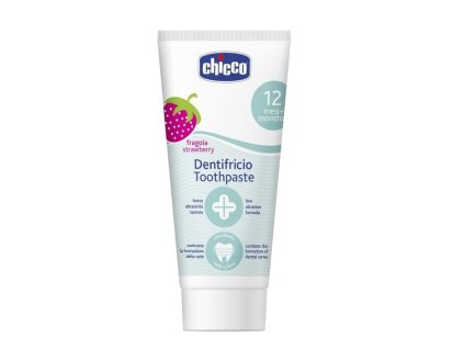 226697 chicco zubna pasta bez fluoru s prichutou jahoda 12m