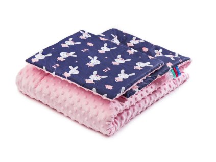 220577 set decka minky kralik ruzova 75x100 30x35