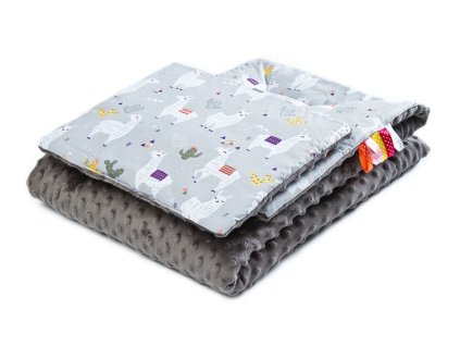 220574 set decka minky lamy grey 75x100 30x35