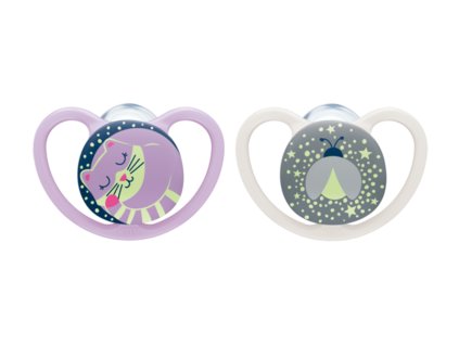 222083 silikonovy cumlik nuk night space 0 6m 2ks
