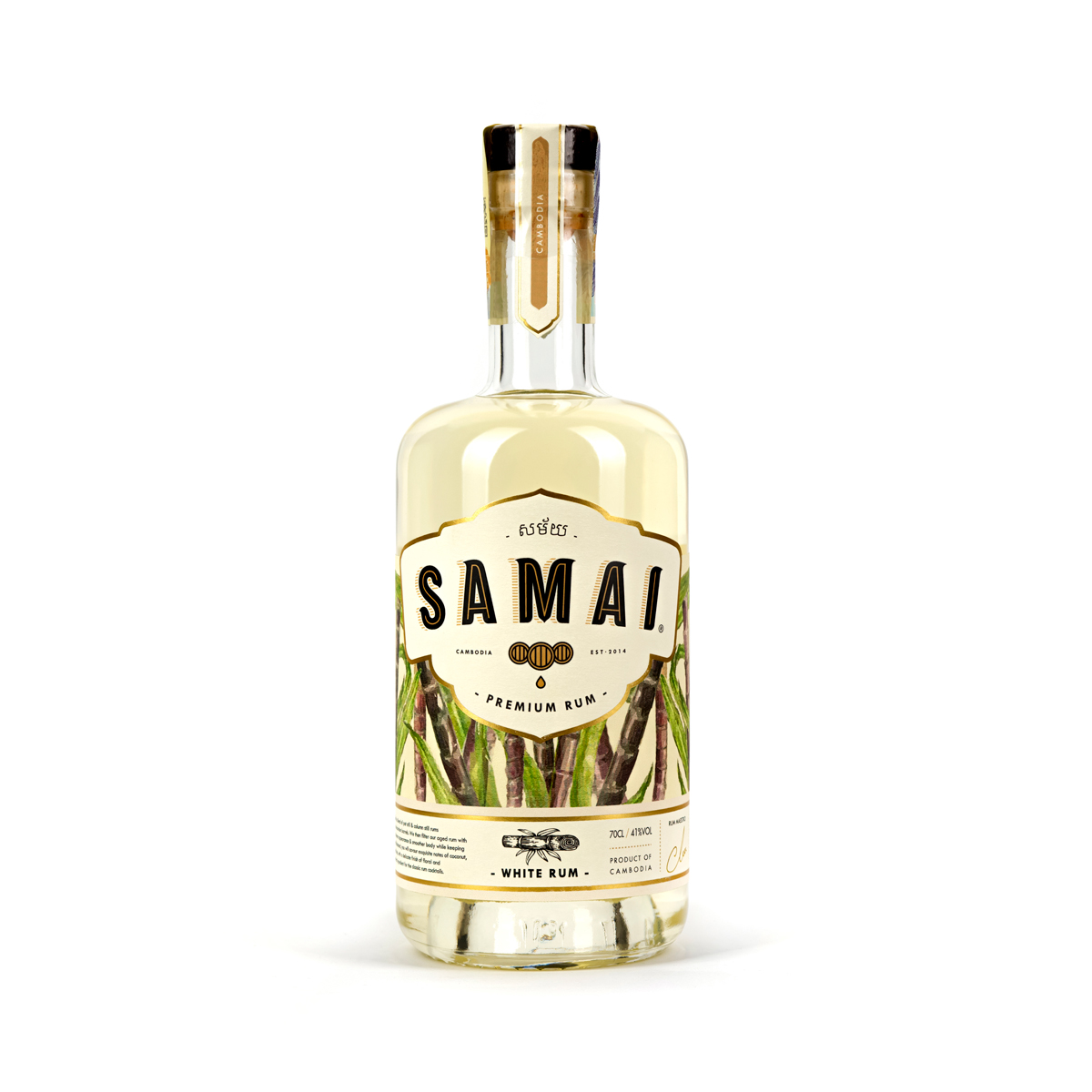 SAMAI White Rum - prémiový rum z Kambodži 41% 0,7L