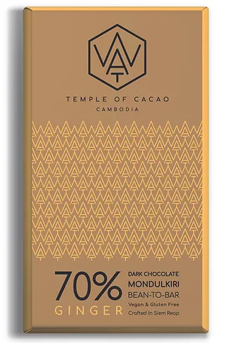 WAT Chocolate čokoláda z Kambodže 70% ginger 70g