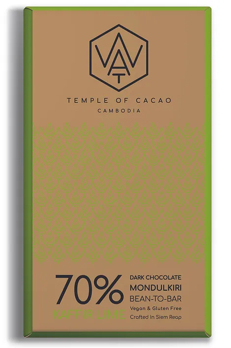 WAT Chocolate čokoláda z Kambodže 70% kaffir 70g