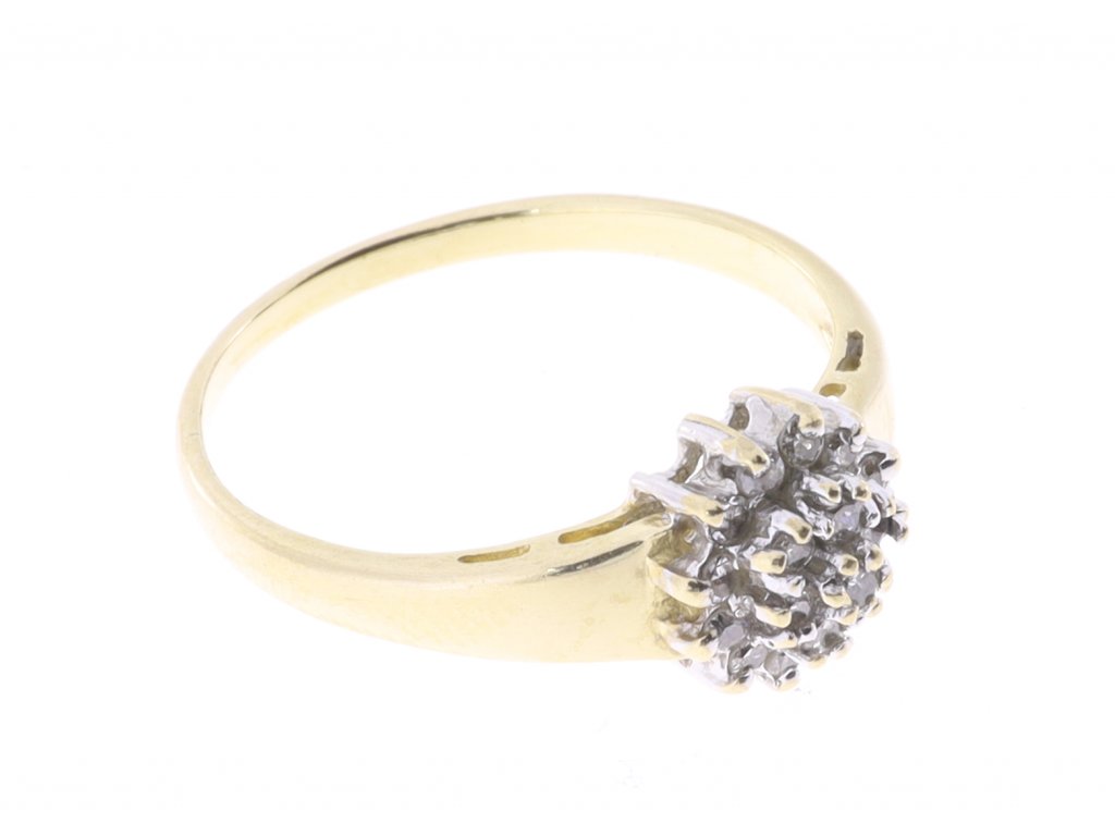 Diamantový zlatý prsten, Au 585/1000. Vaha 2,10 g