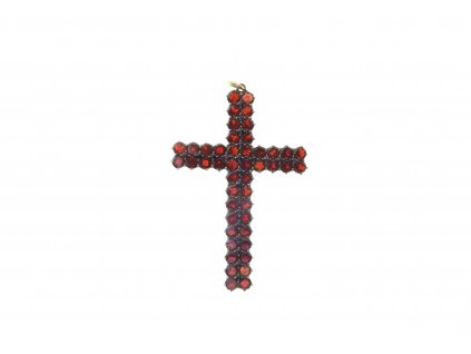 Přívěsek ve tvaru kříže s českými granáty