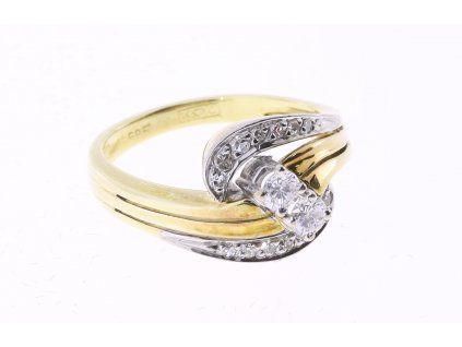 Zlatý briliantový prsten, Celkem cca 0,34, Au 585 / vaha : 5,40 g