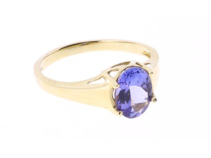 Elegantní prsten ze 14kt 585/1000 zlata s tanzanitem 1,10 ct, Vaha: 2,90 g