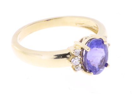 Prsten s tanzanitem a diamanty ze žlutého zlata, Tanzanit 1,60 ct, au 585 vaha 3.05 g