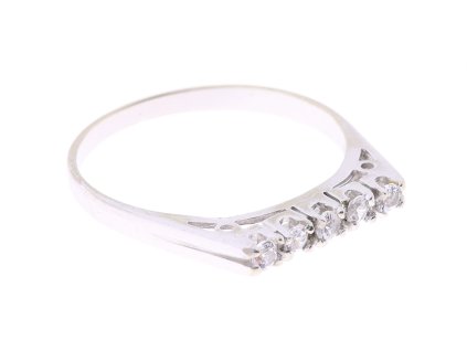 Jemný prsten z bílého zlata s pěti diamanty
