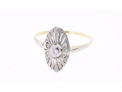 Art Deco prsten ze zlata a platiny s briliantem