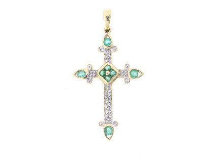 Smaragdový kříž s diamanty