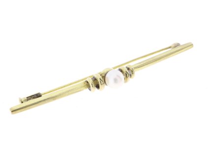 Zlatá brož s kultivovanou perlou