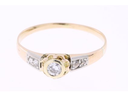 Elegantní prsten z počátku 20. století s diamanty, Au 585 a 750 vaha 1,63g