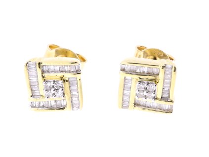 Zlaté náušnice s diamanty – elegantní geometrický design