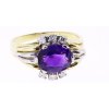 Luxusní zlatý prsten s centrálním ametystem a brilianty