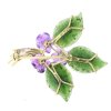 Zlatá brož s motivem fialek, 14 kt