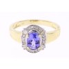 Zlatý prsten s tanzanitem a diamanty v elegantním designu, Au 585 , Vaha 3,56g