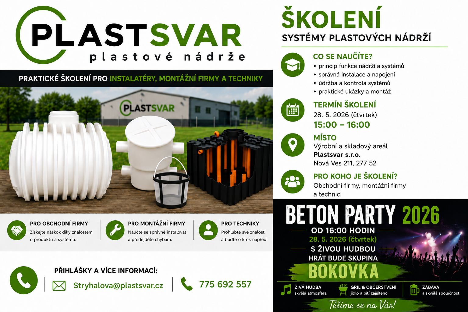 Školení plastových nádrží a jejich aplikace v praxi 2026