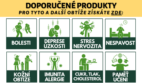 Bolesti, deprese, úzkosti, stres, nervozita, nespavost, sportovci, imunita, alergie, ekzém, hormony, klimakterium