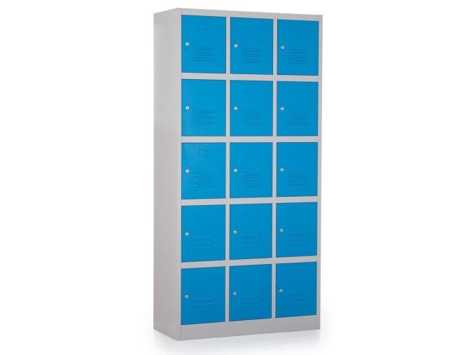 kovova satni skrin modra RAL 5102 15 boxu cylindricky zamek