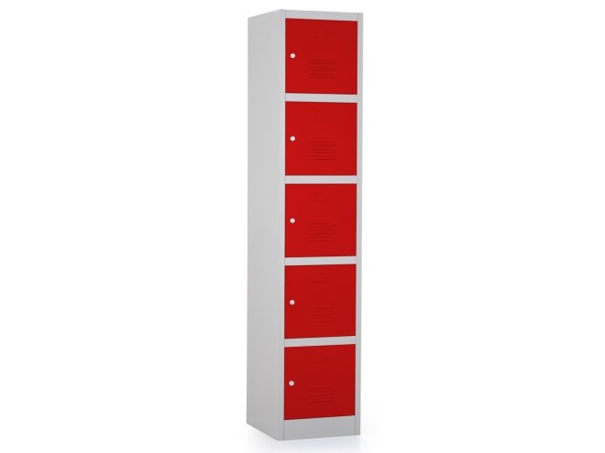 kovova satni skrin cervena RAL 3000 5 boxy cylindricky zamek