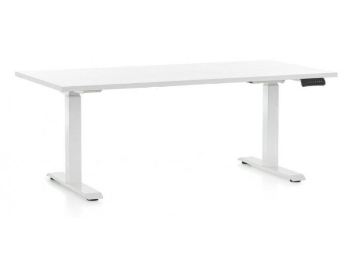Výškově nastavitelný stůl OfficeTech D, 160 x 80 cm - bílá podnož  + doprava ZDARMA