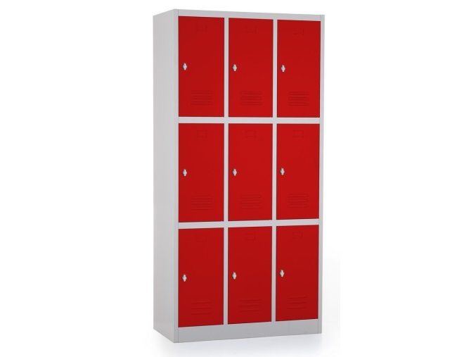 kovova satni skrin 9 boxu otocny ral 3000 cervena