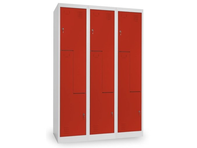 kovova satni skrinka Z 120 50 180 cylindricky zamek 3 oddily cervena ral 3000
