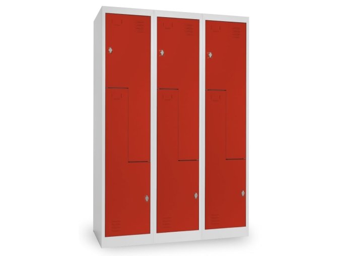 kovova satni skrinka Z 120 50 180 otocny zamek 3 oddily cervena ral 3000