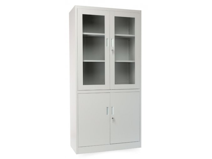 univerzalni kovova skrin 90 40 185 dlene dvere seda RAL 7035