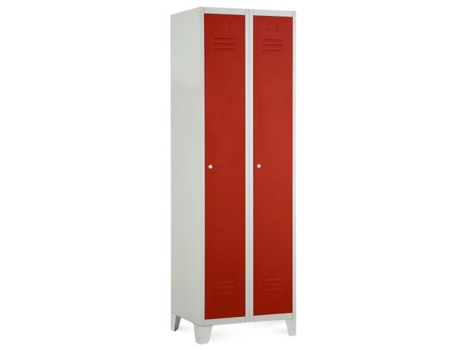 kovova satni skrinka 60 x 50 x 190 cm pevne nohy cylindricky zamek cervena ral 3000
