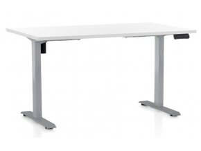 Výškově nastavitelný stůl OfficeTech B, 140 x 80 cm - šedá podnož