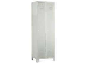kovova satni skrinka 60 x 50 x 190 cm pevne nohy cylindricky zamek seda ral 7035