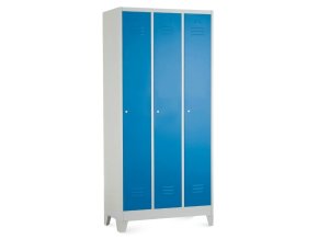 kovova satni skrinka 60 x 50 x 190 cm pevne nohy cylindricky zamek 3 oddily modra ral 5012