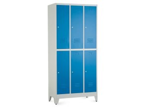 kovova satni skrinka 60 x 50 x 196,5 cm 6 boxu nastavitelne nohy cylindricky zamek modra ral 5012