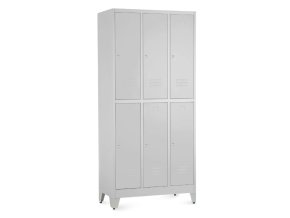 kovova satni skrinka 60 x 50 x 196,5 cm 6 boxu nastavitelne nohy cylindricky zamek seda ral 7035