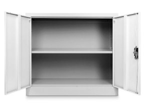 nizka univerzalni kovova skrin 90 x 40 x 80 cm cylindricky zamek seda ral 7035