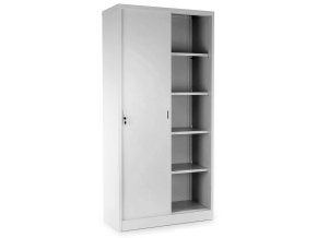 univerzalni kovova skrin s posuvnymi dvermi 90 x 40 x 185 cm cylindricky zamek seda ral 7035
