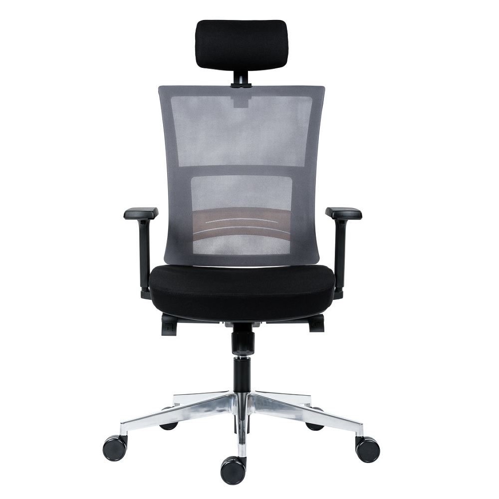 Opěrák zad je potažen prodyšnou síťovinou