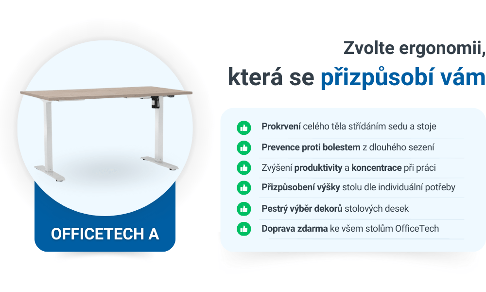 Výškově nastavitelný stůl OfficeTech A, 120 x 80 cm, šedá podnož, dub kamenný