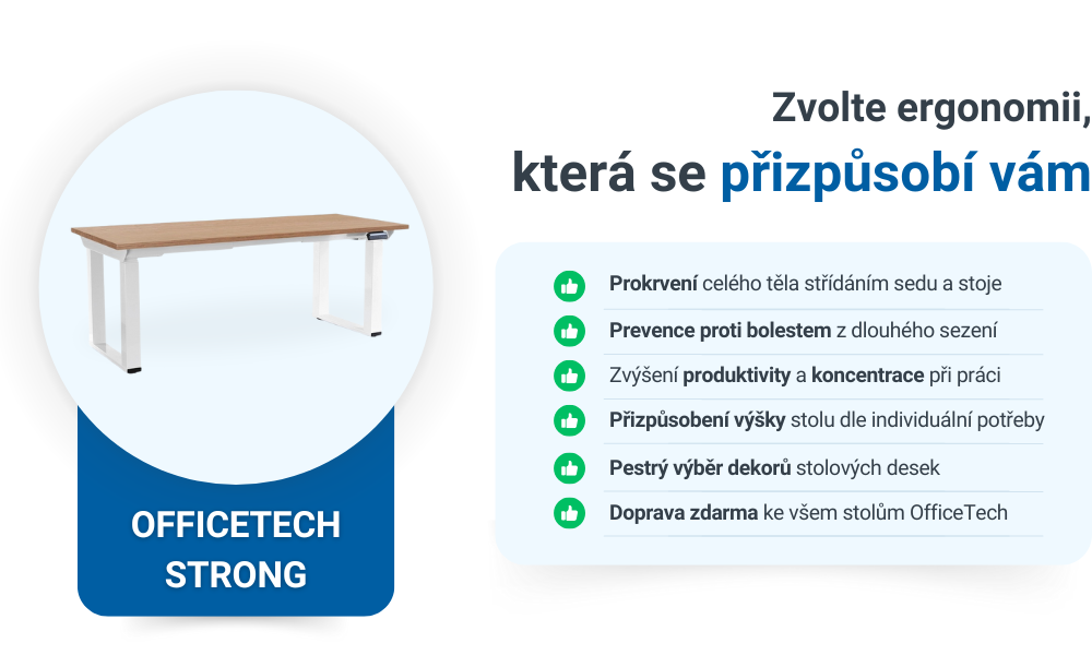 Výškově nastavitelný stůl OfficeTech Strong