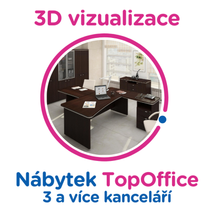 3D vizualizace TopOffice: 3 a více kanceláří, 12 a více prac. míst