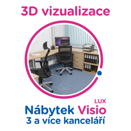 3D vizualizace Visio LUX: 3 a více kanceláří, 12 a více prac. míst