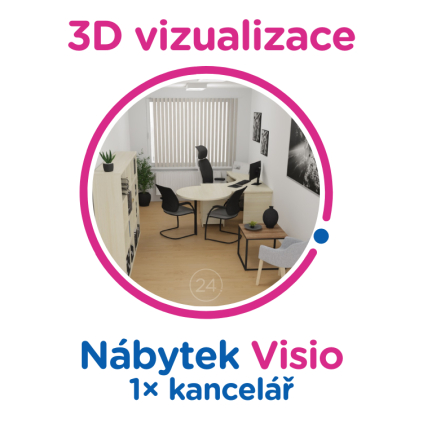 3D vizualizace Visio: 1× kancelář,  max. 6 pracovních míst